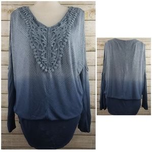Blue Ombre Sweater Top XXL